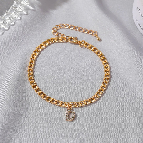 Tiny Crystal Initial Letter Anklets